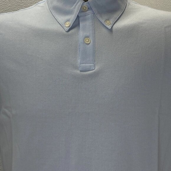 Theory Tailored Function Piqué Polo Shirt • Size M • Skylight Blue Short Sleeve - Picture 12 of 13
